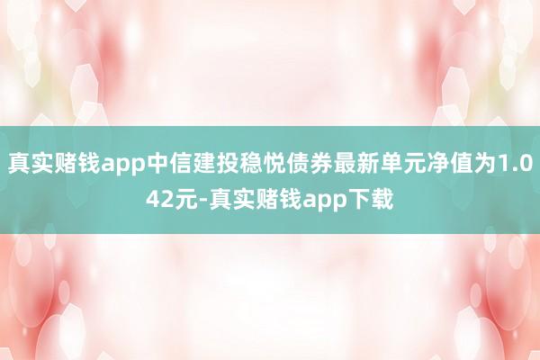 真实赌钱app中信建投稳悦债券最新单元净值为1.042元-真实赌钱app下载