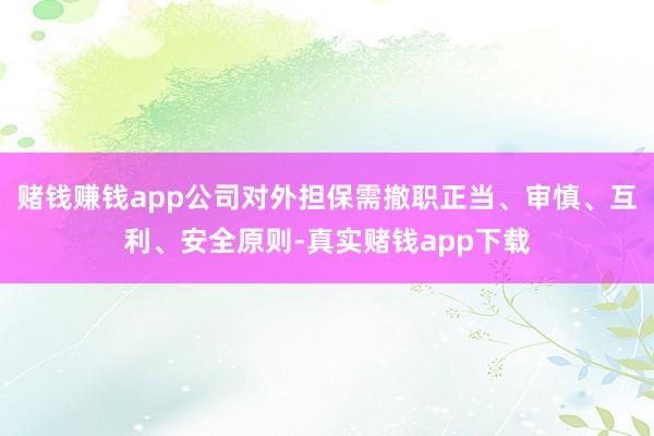 赌钱赚钱app公司对外担保需撤职正当、审慎、互利、安全原则-真实赌钱app下载